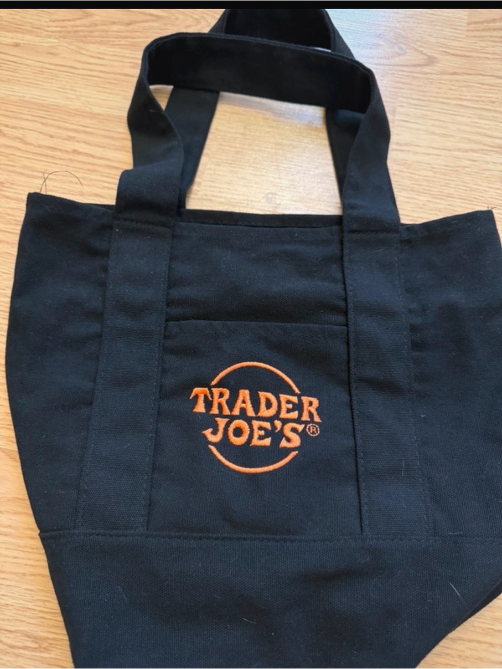Trader Joe's Black Canvas Tote Bag with Orange Logo